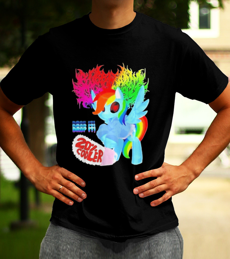 Drop It 20% Cooler Bubblegum Chainsaw Rainbow Dash T-Shirt