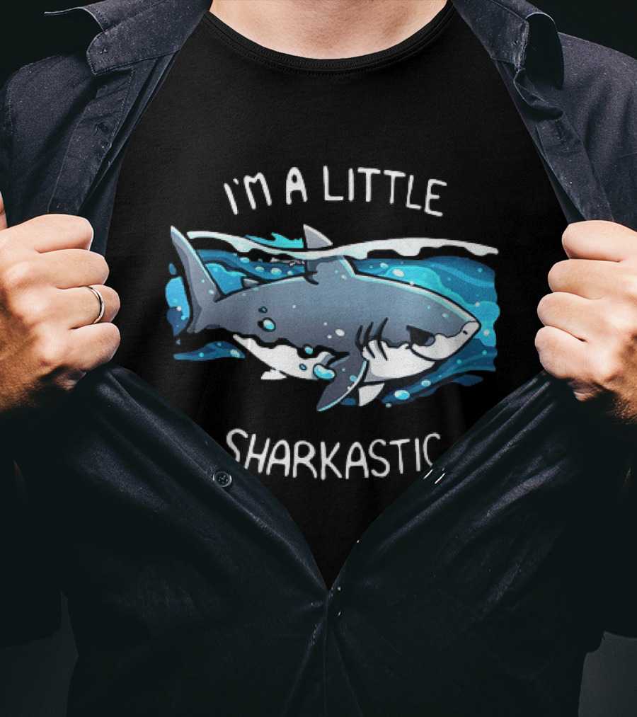 I'm A Little Sharkastic Playful Shark Ocean Humor T-Shirt