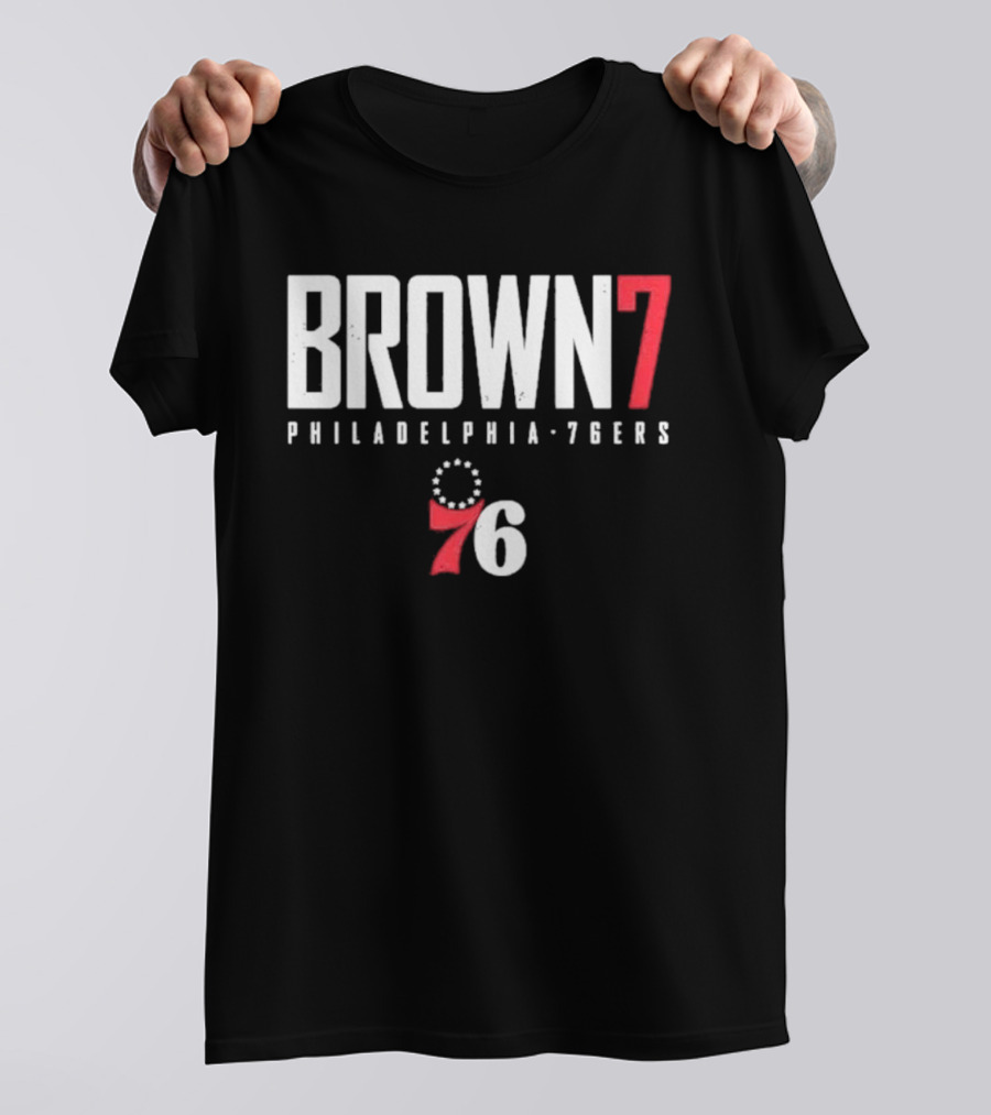 BROWN 7 Philadelphia 76ers 76 Circle Stars T-Shirt