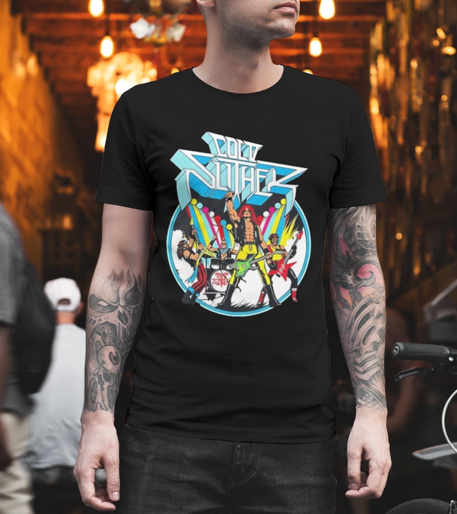Cold Slither Band Members Rocking Live Performance Retro Vibes T-Shirt