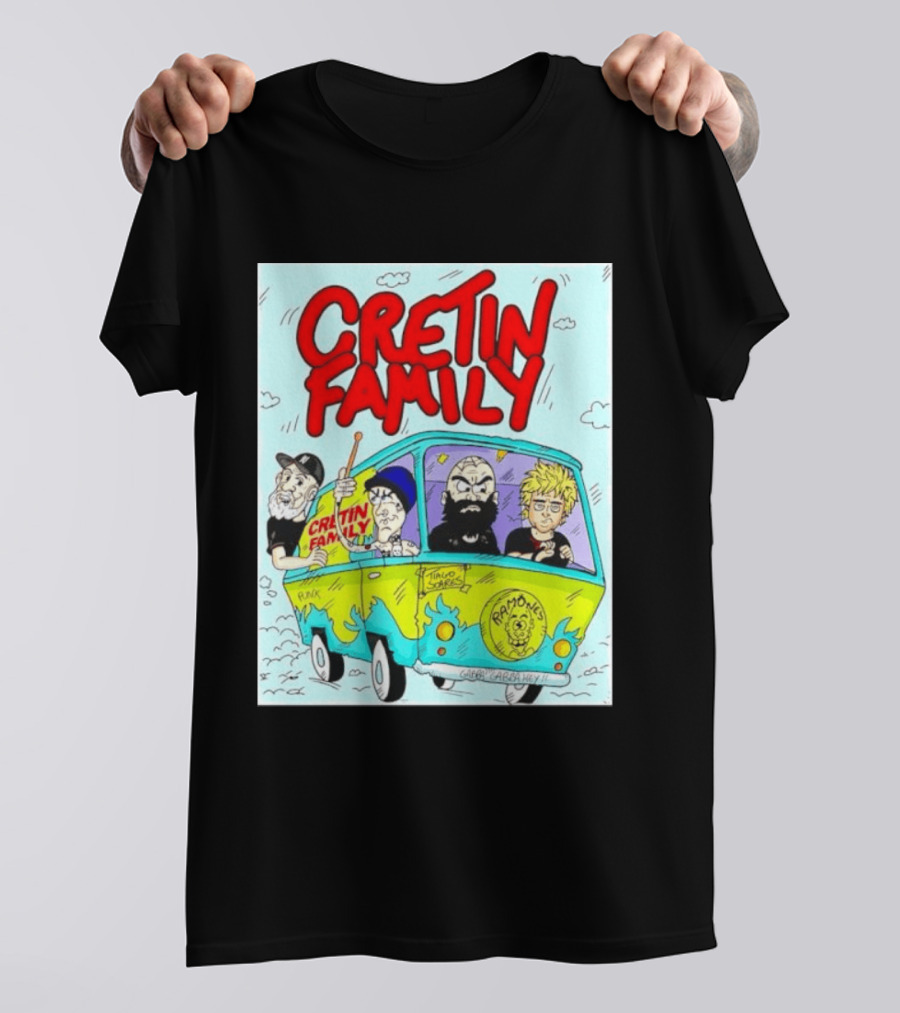 Cretin Family Punk Ramones Gabba Gabba Hey Van Cartoon T-Shirt