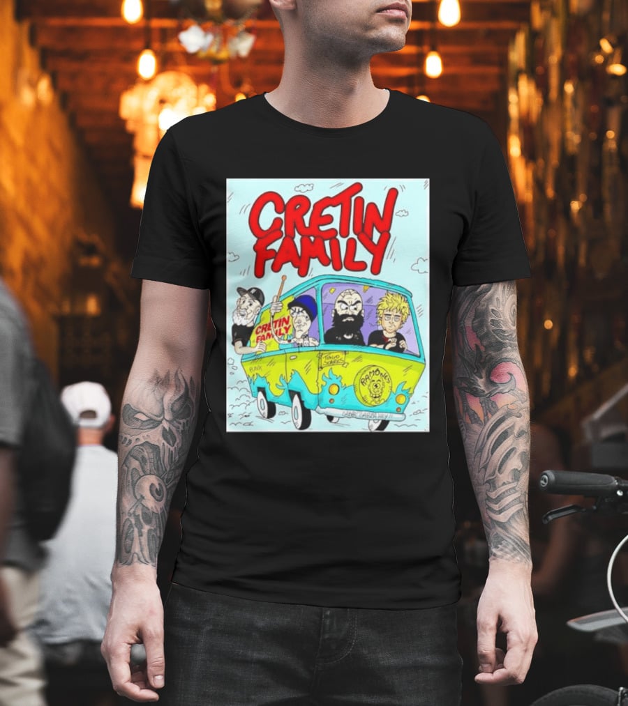 Cretin Family Punk Ramones Gabba Gabba Hey Van Cartoon T-Shirt