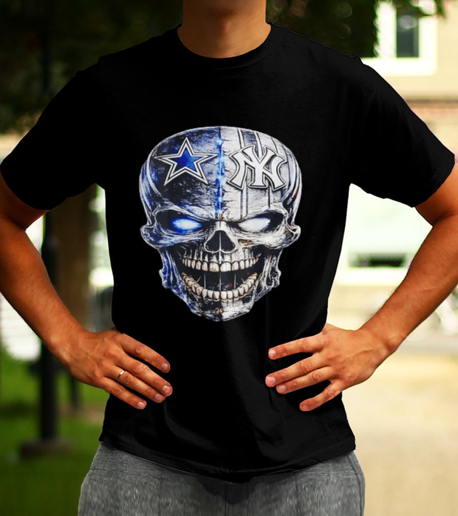 Dallas Cowboys Star New York Yankees Skull T-Shirt