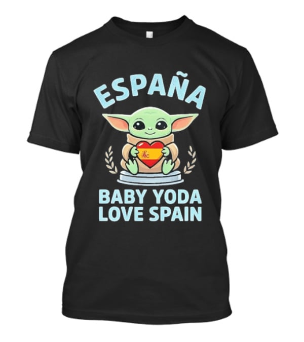 España Baby Yoda Love Spain Hearts Fan T-Shirt