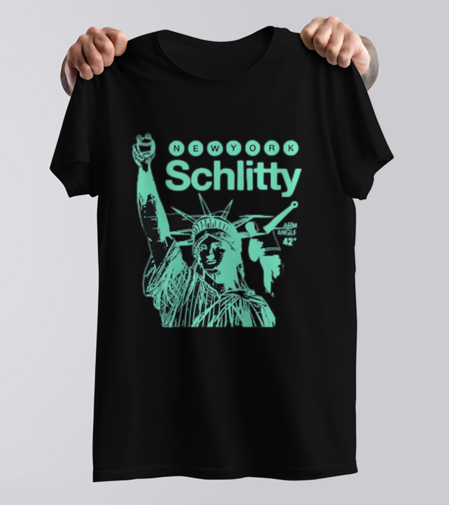 New York Schlitty Statue Liberty ARM Angle New York Baseball T-Shirt