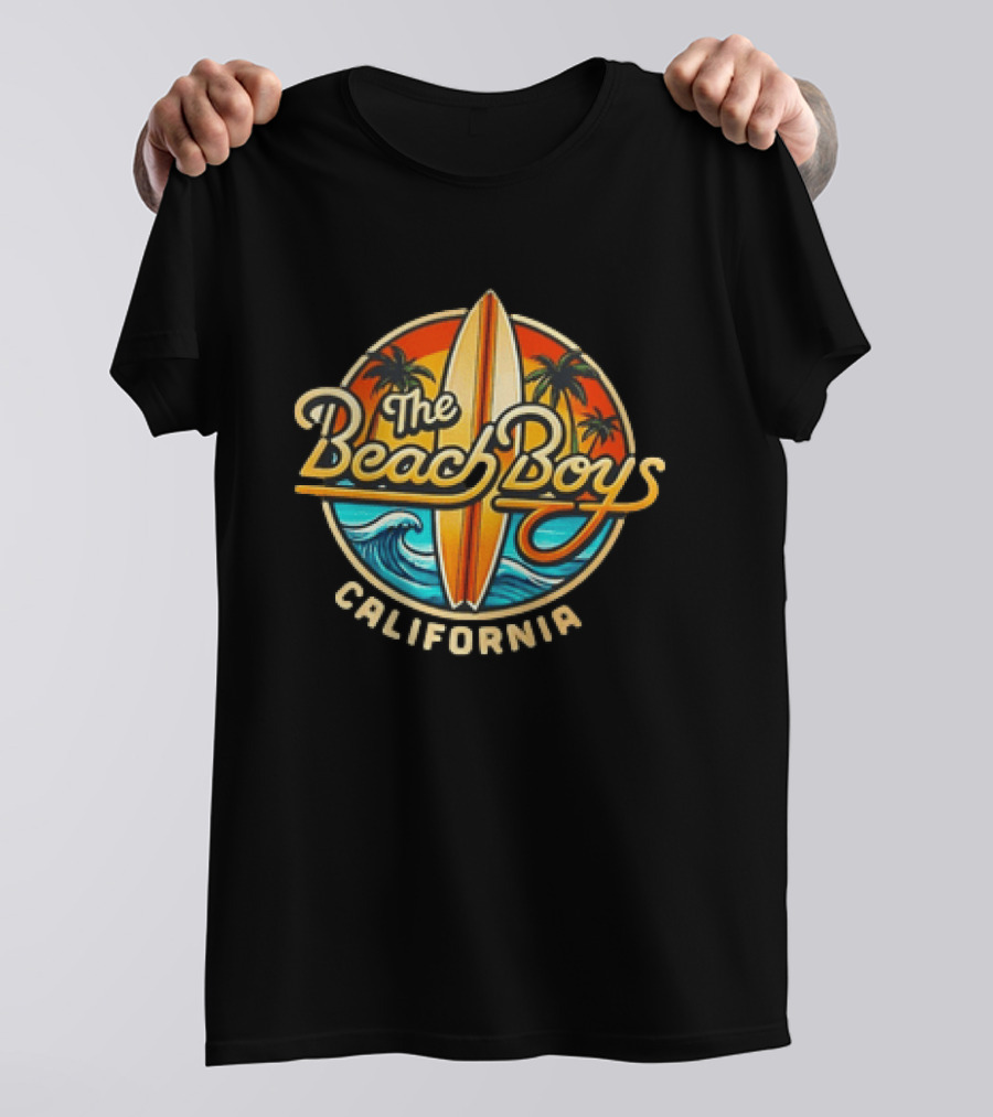 The Beach Boys California Surfboard Palm Trees Ocean Wave T-Shirt