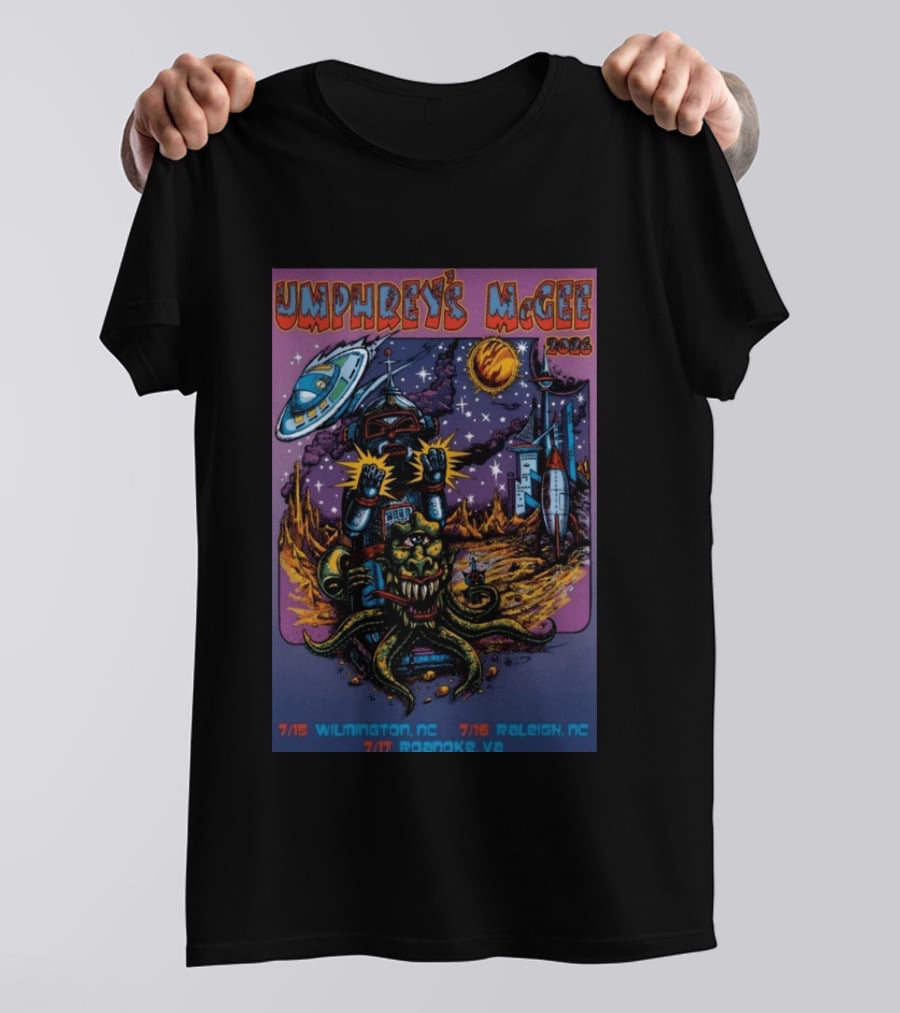 Umphrey's McGee 2026 Tour Wilmington NC July Alien Space Adventure T-Shirt