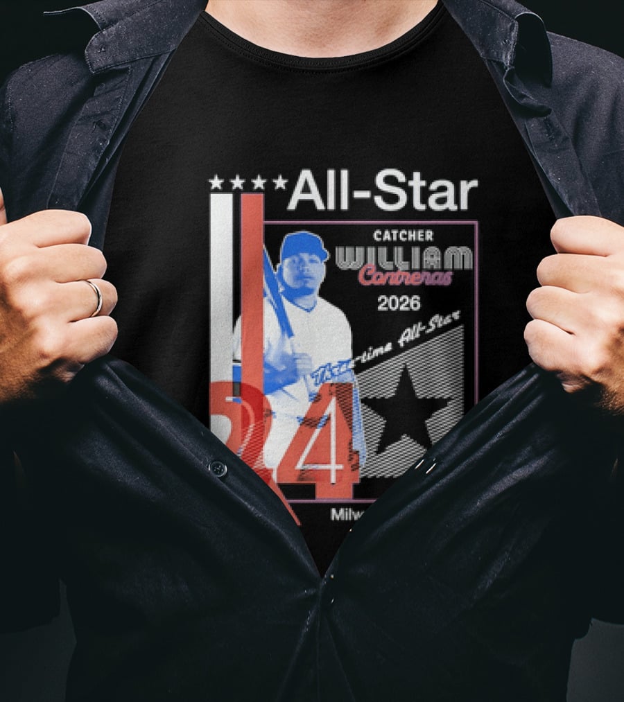 All Star Catcher William Contreras Milwaukee Baseball 2026 24 Three Time T-Shirt
