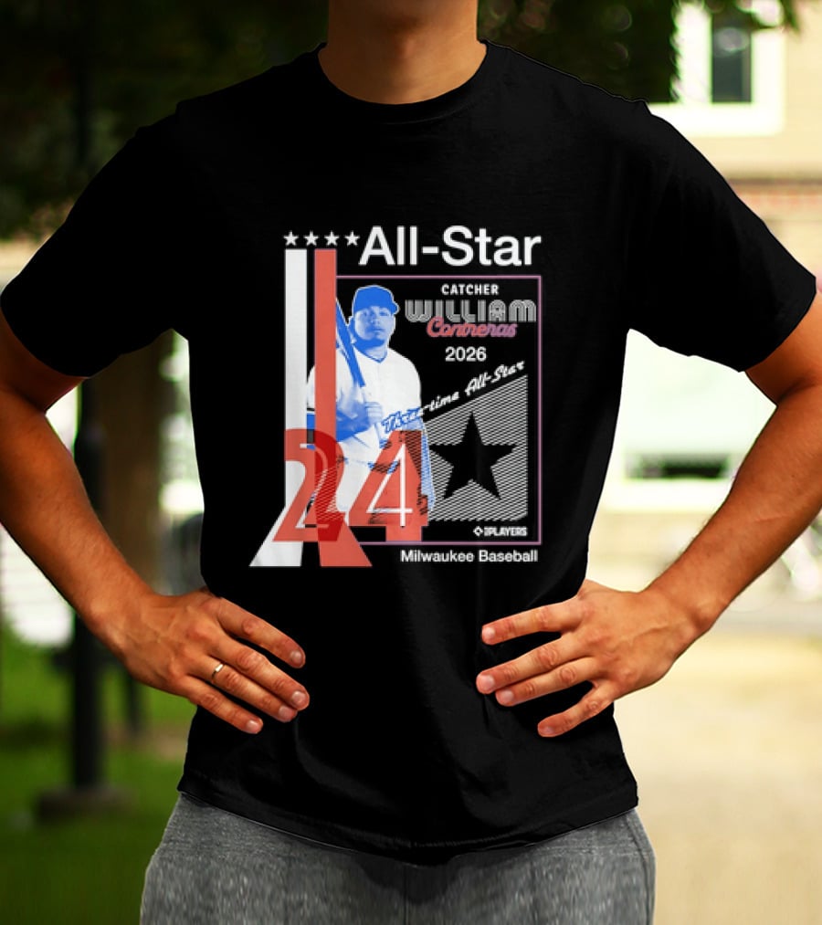 All Star Catcher William Contreras Milwaukee Baseball 2026 24 Three Time T-Shirt
