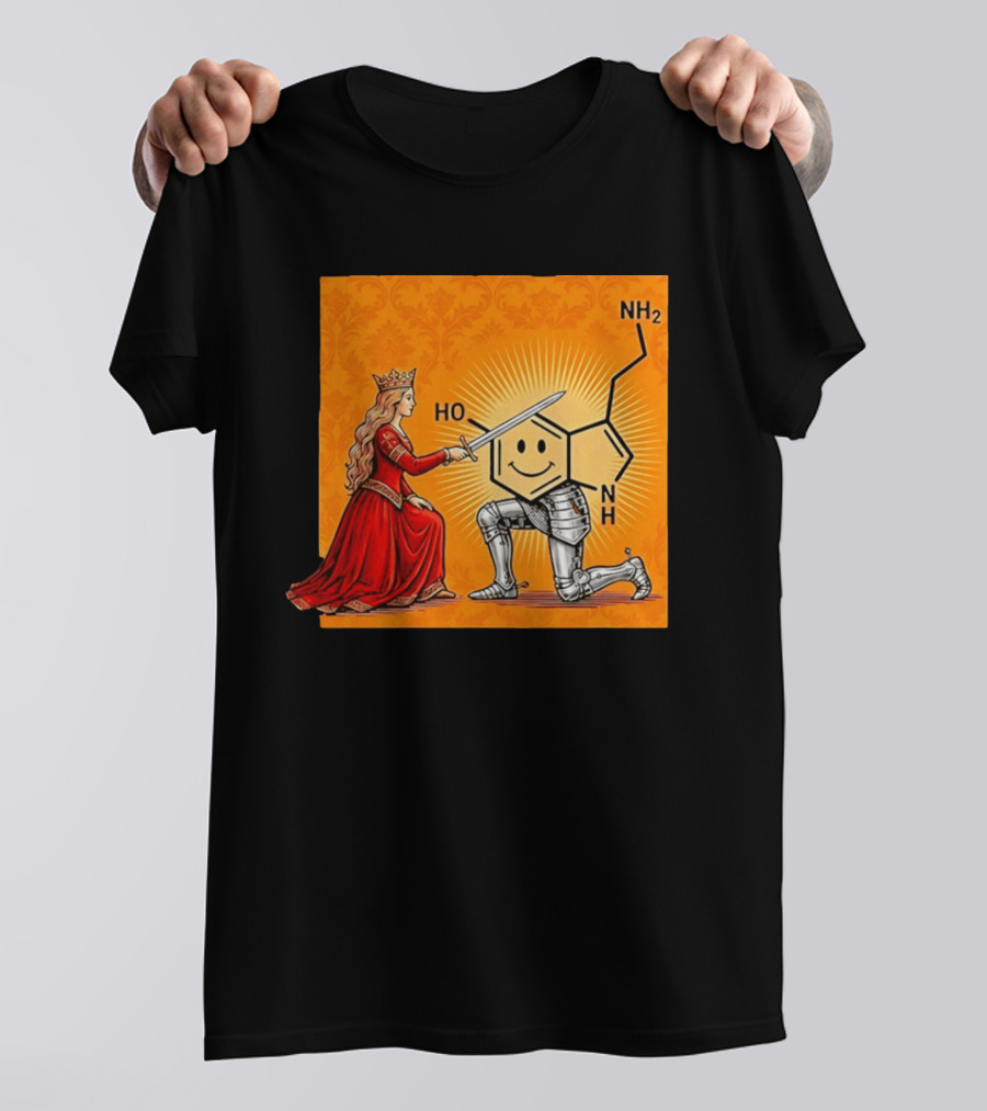 Sir Otonin Serotonin Molecule Knight Queen Chemistry T-Shirt