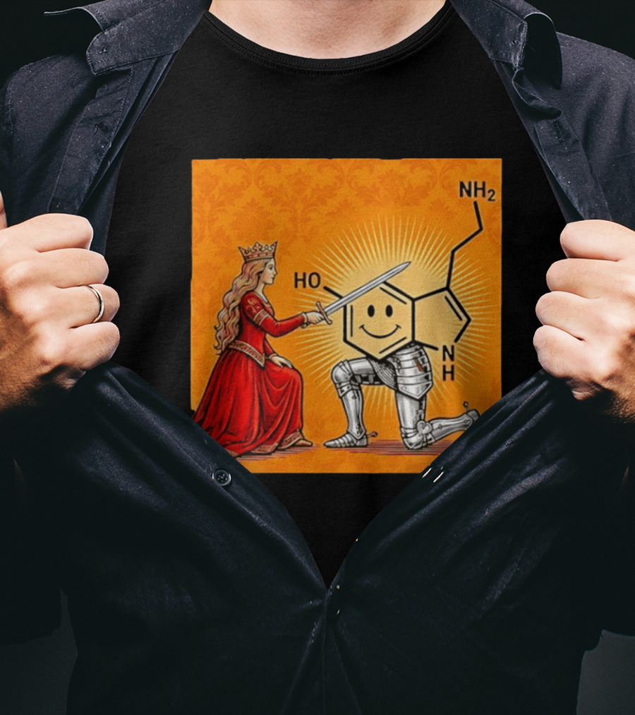 Sir Otonin Serotonin Molecule Knight Queen Chemistry T-Shirt