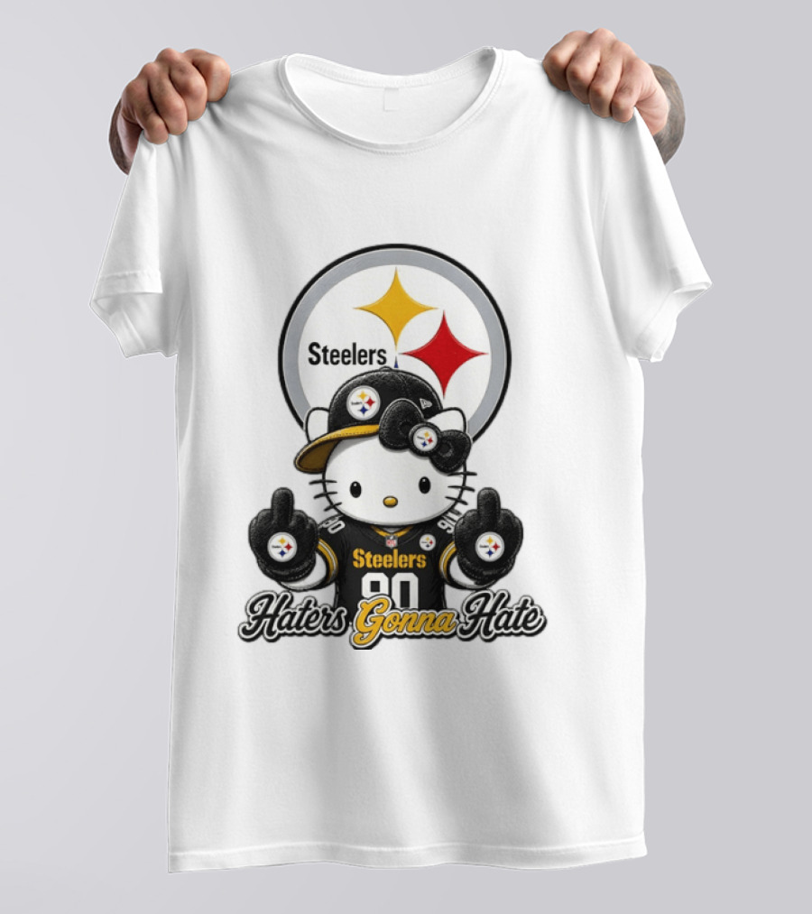 Hello Kitty Steelers Middle Finger Haters Gonna Hate T-Shirt