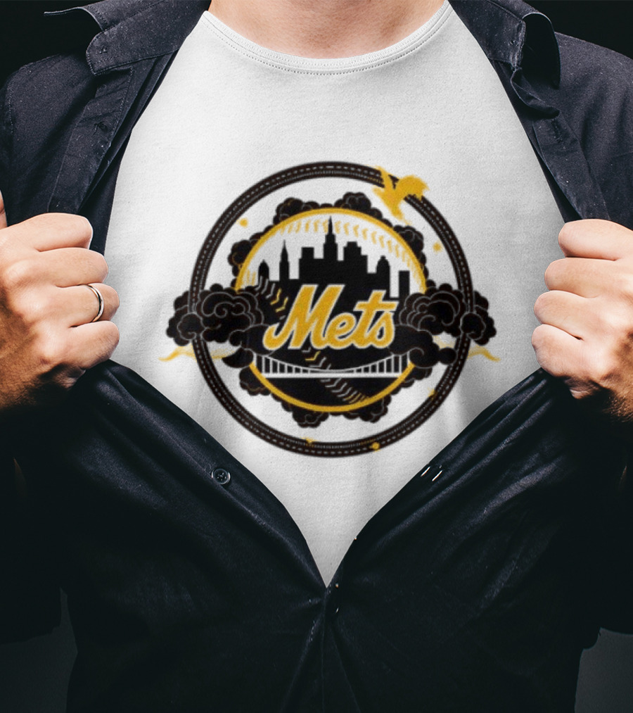 New York Mets MLB Skyline Baseball Bridge T-Shirt