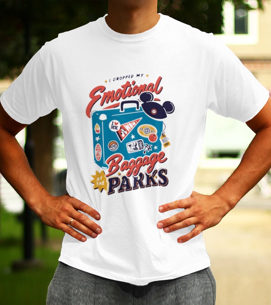 I Dropped My Emotional Baggage In Disney World Parks With Travel Suitcase And Mickey Ears T-Shirt