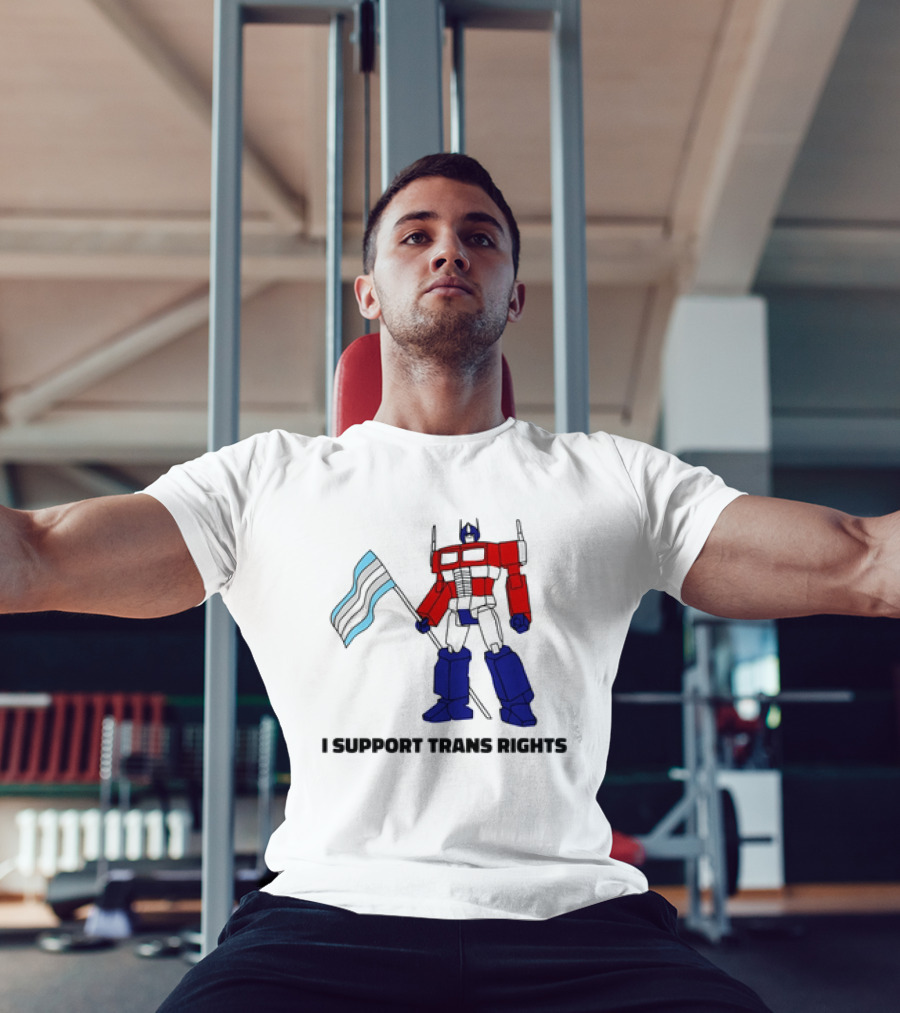 I Support Trans Rights Robot With Flag T-Shirt