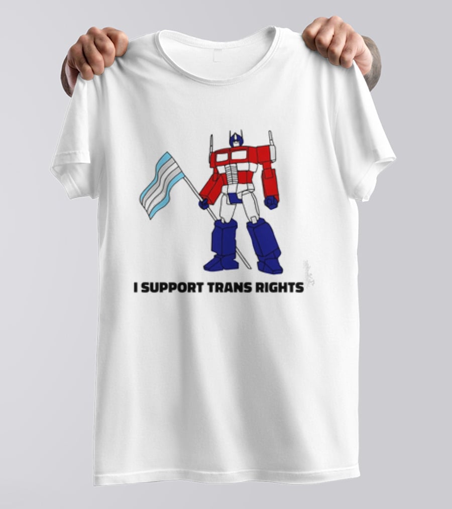 I Support Trans Rights Robot With Flag T-Shirt
