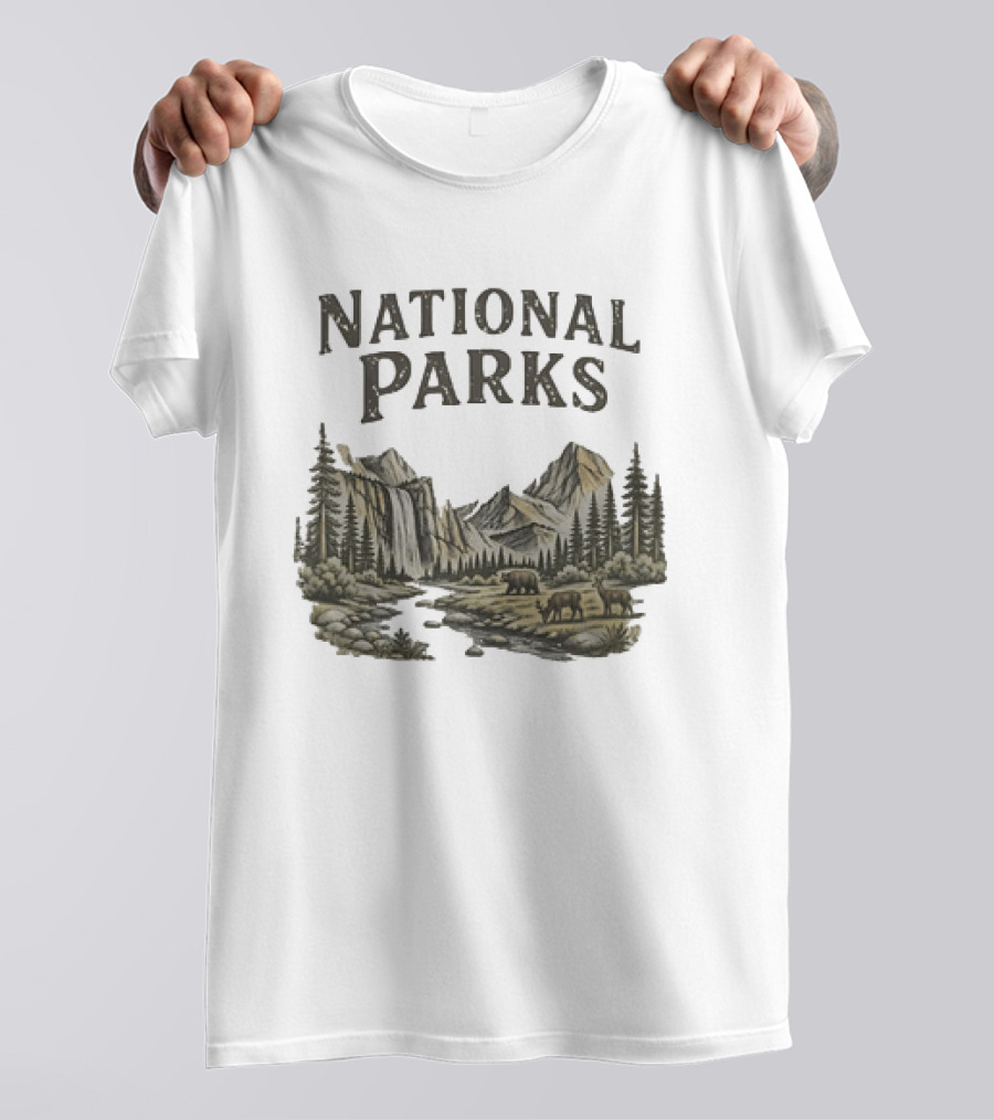 Protect Our National Parks Leave No Trace Nature Yosemite Bears Deer Mountains Forest T-Shirt