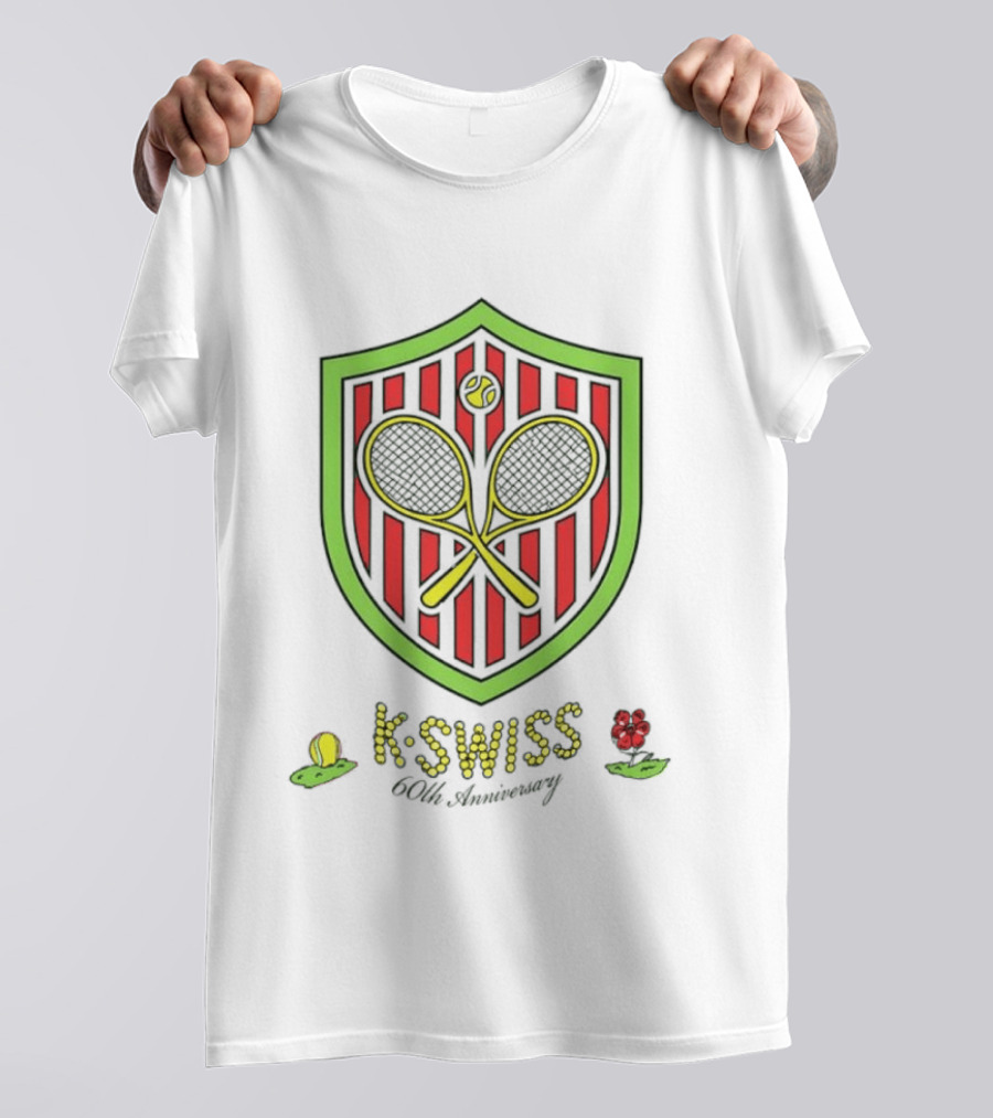 K Swiss 60th Anniversary Tennis Racquets Shield Retro Sports T-Shirt
