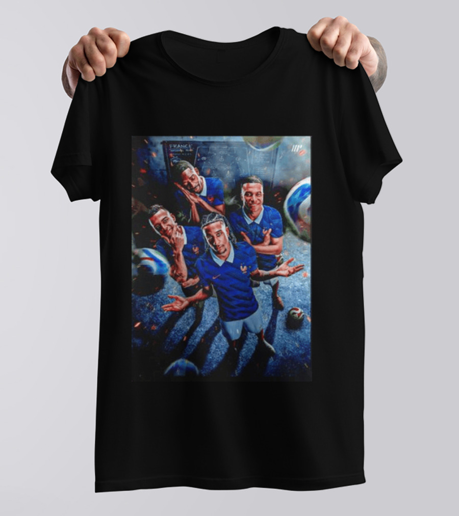 France National Team Players Collage Blue Jerseys Football Stars T-Shirt