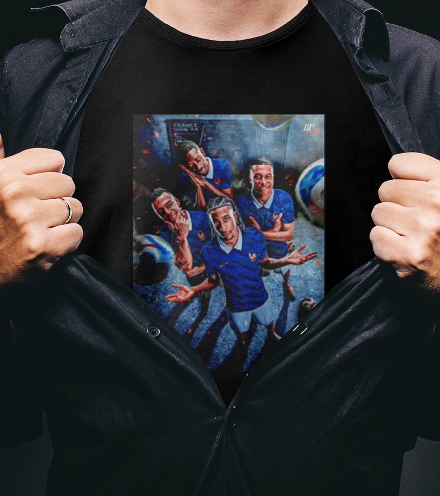 France National Team Players Collage Blue Jerseys Football Stars T-Shirt