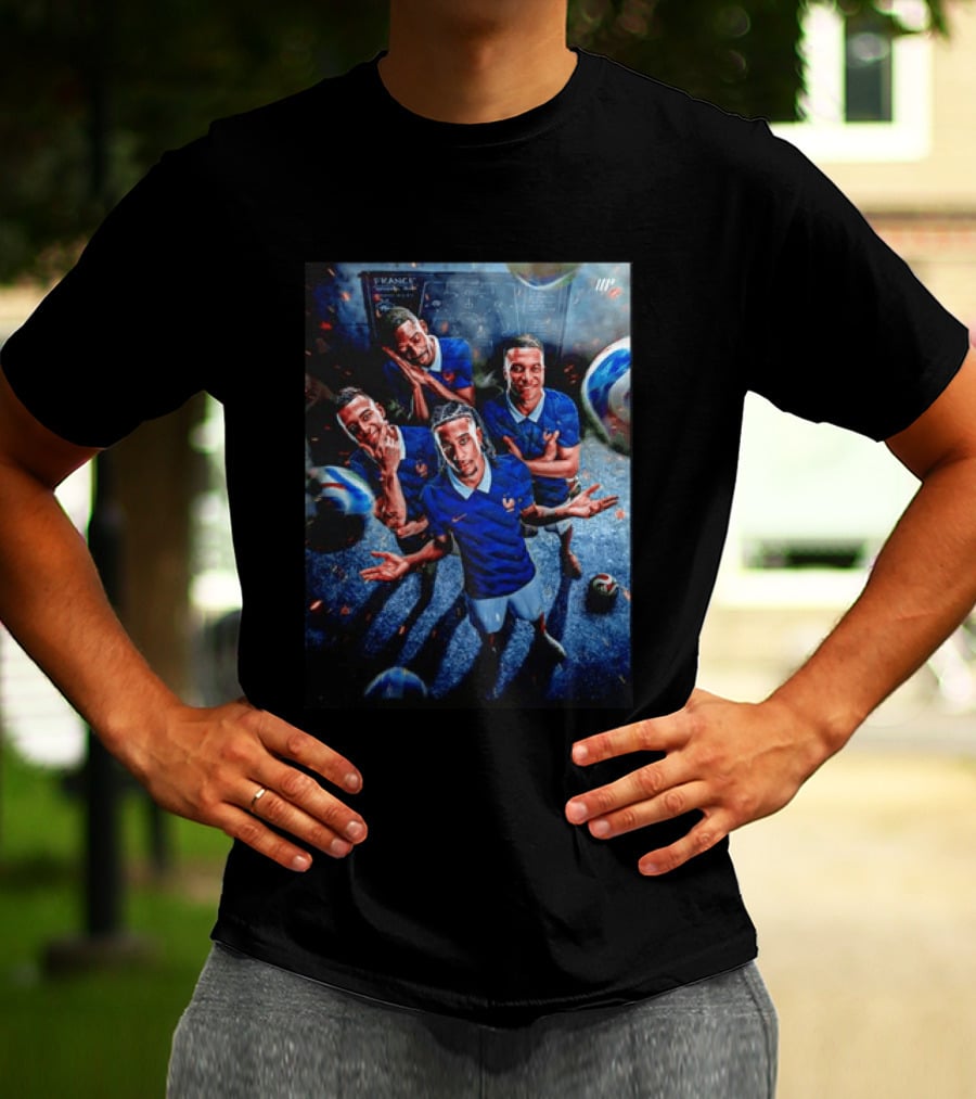 France National Team Players Collage Blue Jerseys Football Stars T-Shirt