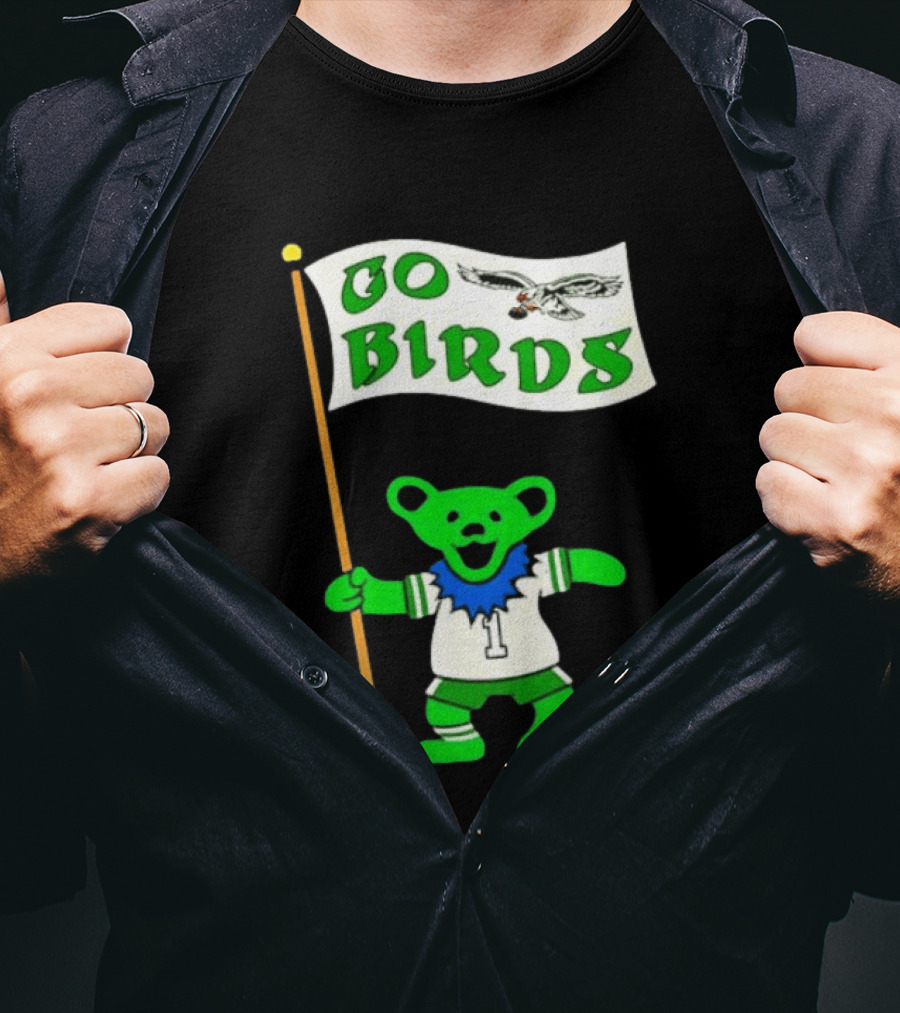 Grateful Dead Dancing Bear Philadelphia Eagles Go Birds Football T-Shirt