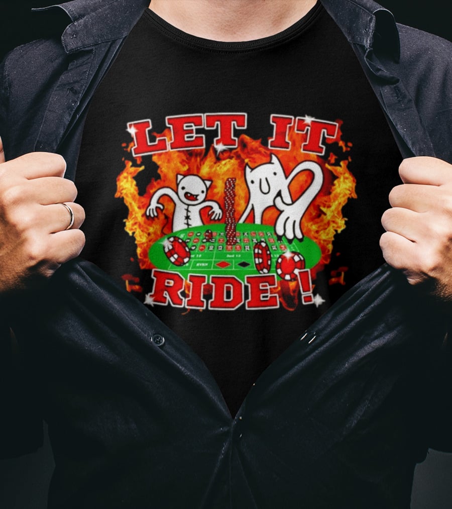 Let It Ride Casino Gambling Devils Poker Table Fire T-Shirt