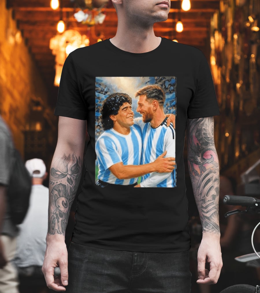 Lionel Messi Maradona Argentina Football Legends Digital T-Shirt