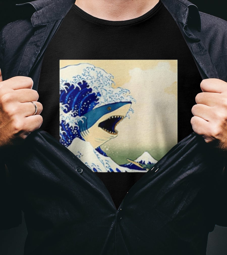 The Great Wave Off Kanagawa Sharks Fusion Art Japan Ukiyo E T-Shirt