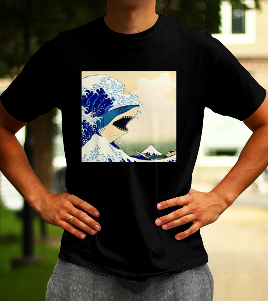 The Great Wave Off Kanagawa Sharks Fusion Art Japan Ukiyo E T-Shirt