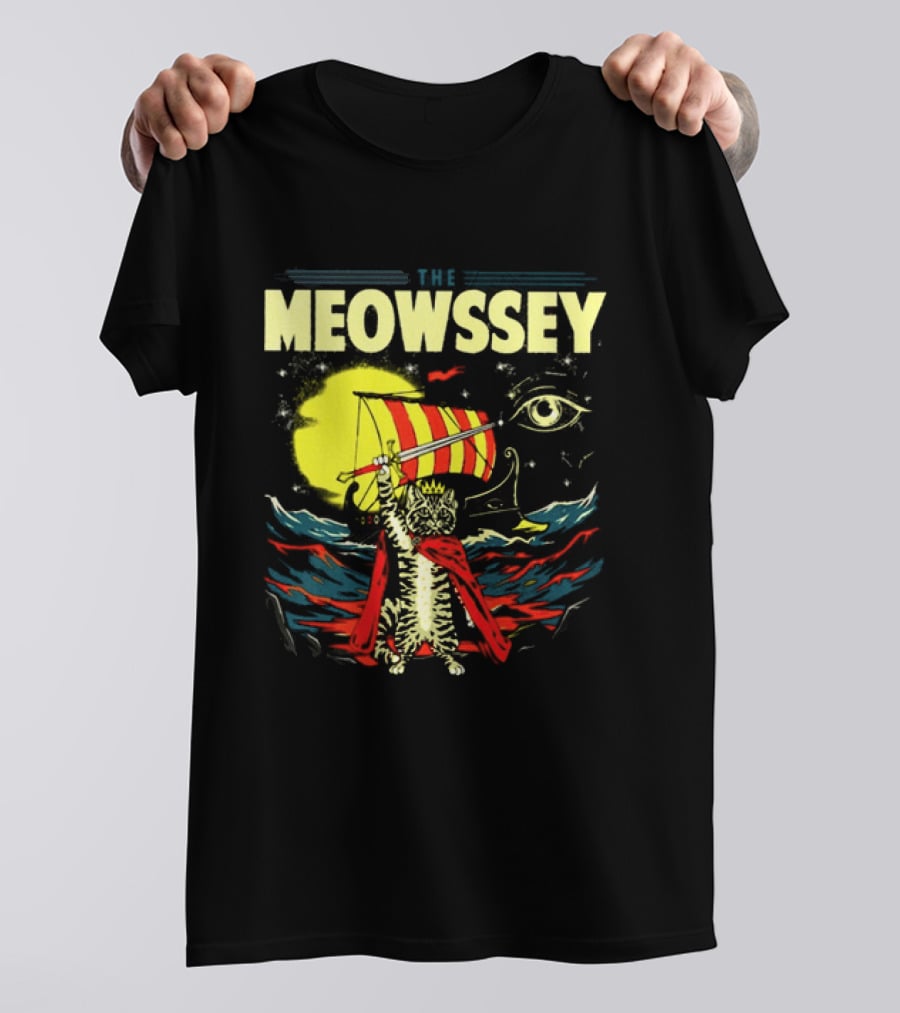 The Meowssey Vintage Odyssey Cat With Eye And Stripes T-Shirt