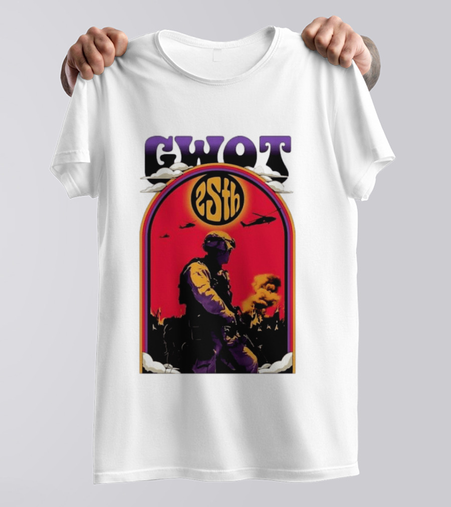 GWOT 25th Anniversary Soldier Helicopters Fire T-Shirt