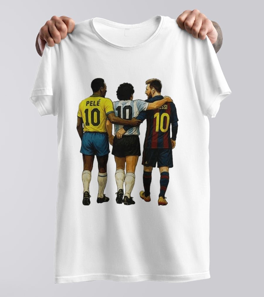 Pele Maradona Messi Football Legends Iconic Trio 10 T-Shirt