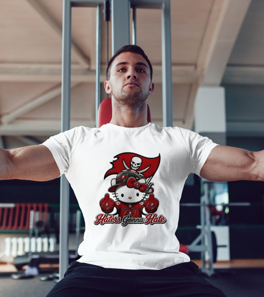 Hello Kitty Buccaneers Football Haters Gonna Hate Middle Finger T-Shirt