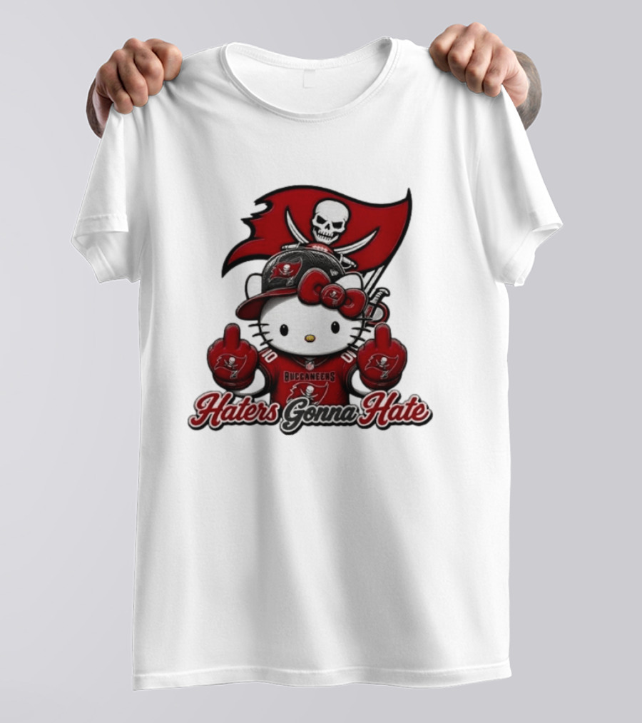 Hello Kitty Buccaneers Football Haters Gonna Hate Middle Finger T-Shirt