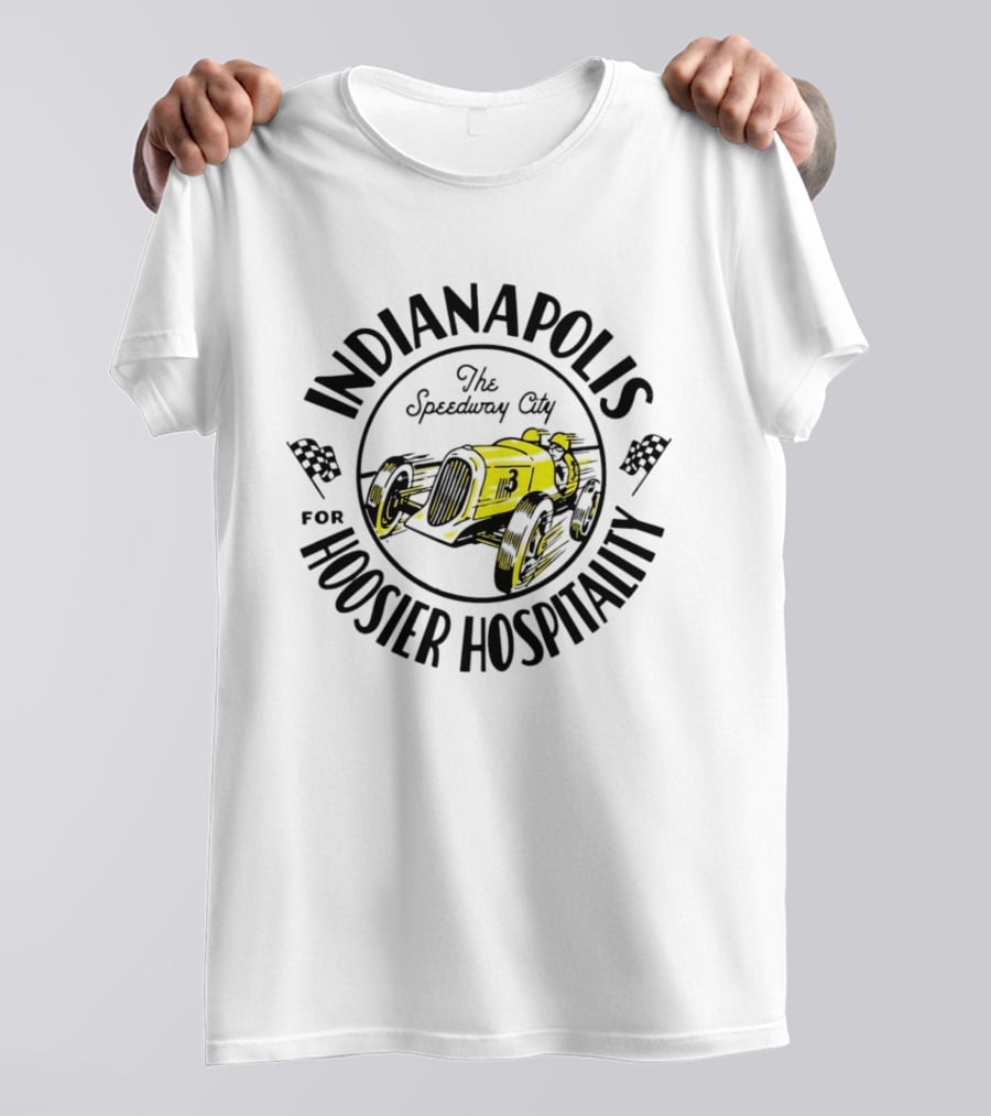 Indianapolis The Speedway City For Hoosier Hospitality Vintage Race Car T-Shirt