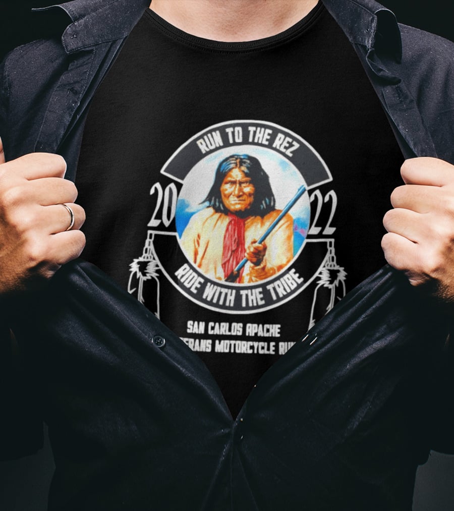 2022 San Carlos Apache Run To The Rez Ride With The Tribe Veterans Motorcycle Run T-Shirt