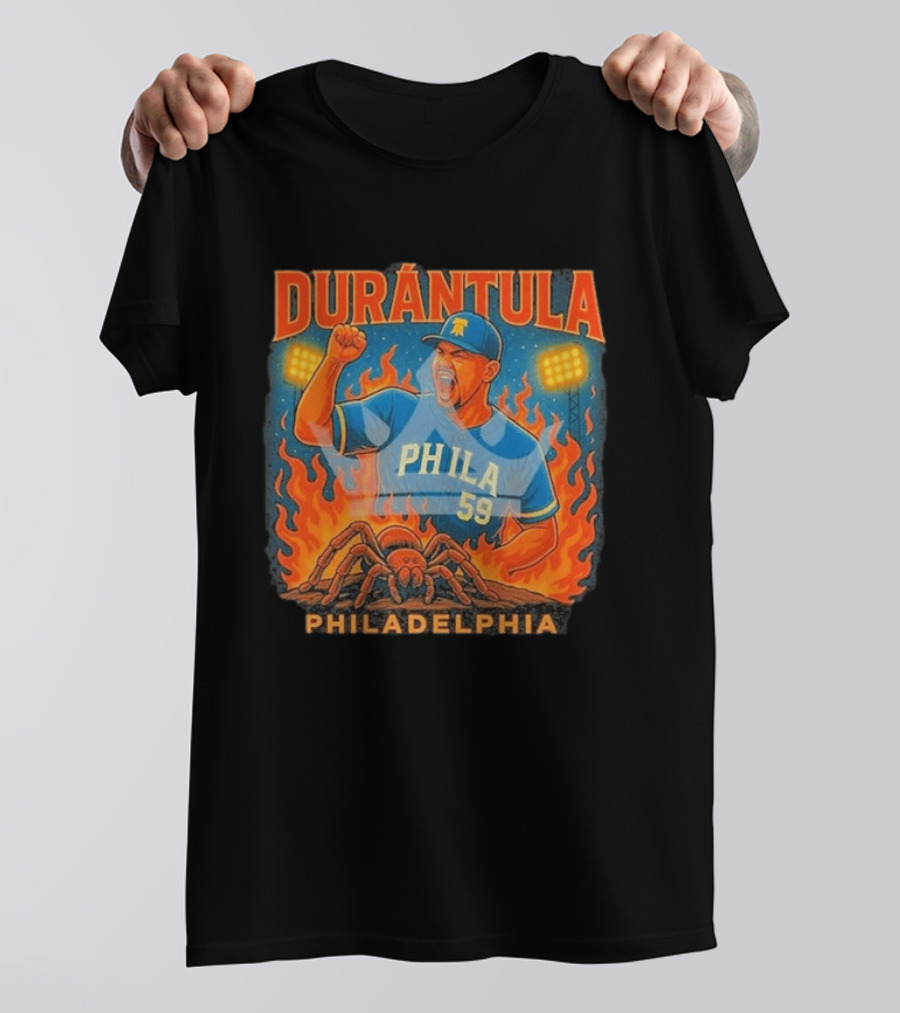 Durantula Philadelphia Phila 59 Baseball Flames Spider T-Shirt