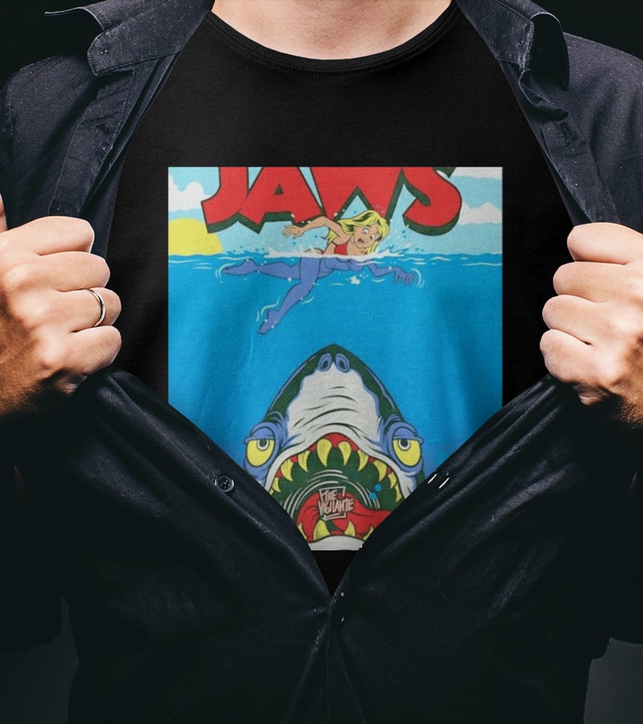The Vigilante Jaws Shark Attack Comic Cartoon T-Shirt