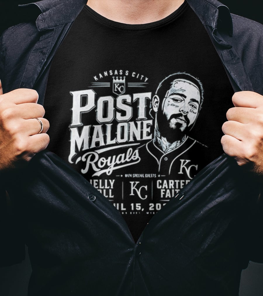 Post Malone Kansas City Royals Concert Jelly Roll Carter Faith KC 2023 T-Shirt