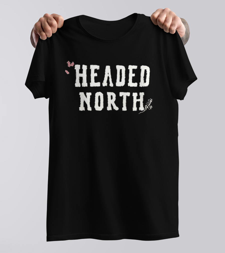 Headed North Folk Music Nature Lovers Butterfly Flower Accents T-Shirt