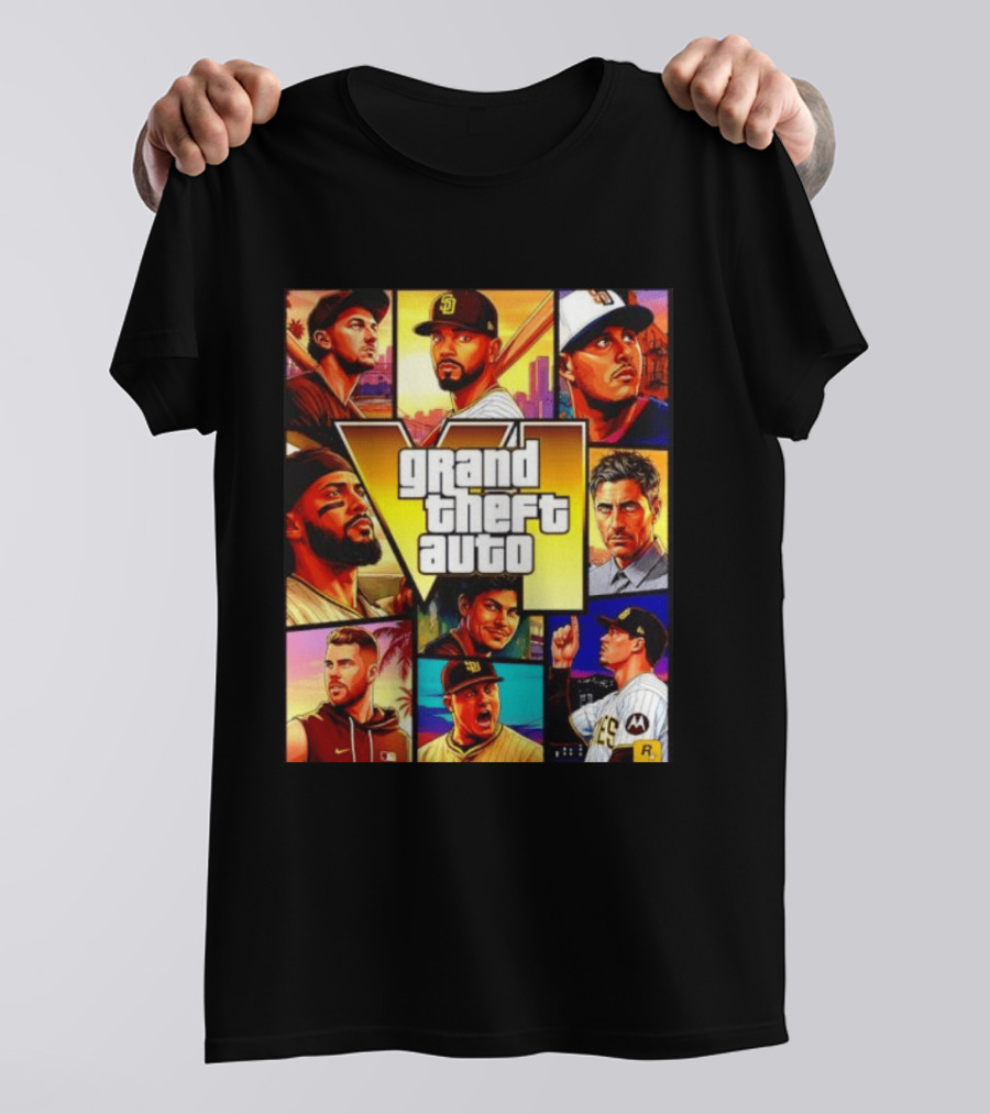 San Diego Padres Grand Theft Auto V Collage Players Team Portraits T-Shirt