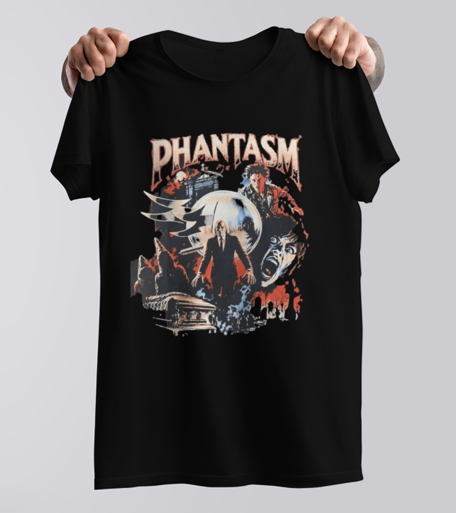 Phantasm Tall Man Screaming Face Mausoleum Graveyard Horror T-Shirt