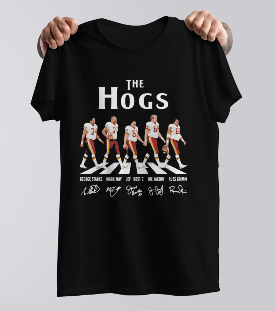 The Hogs George Starke Mark May Jeff Bostic Joe Jacoby Russ Grimm Football Legends T-Shirt