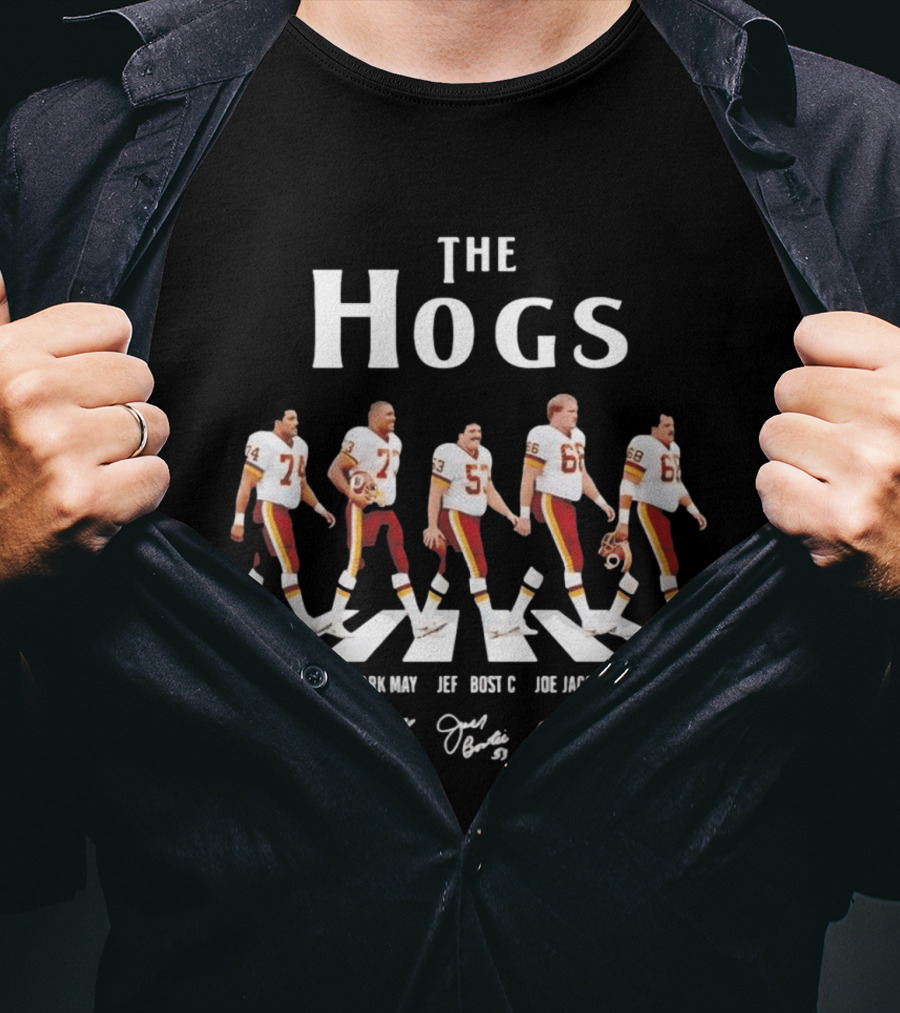 The Hogs George Starke Mark May Jeff Bostic Joe Jacoby Russ Grimm Football Legends T-Shirt