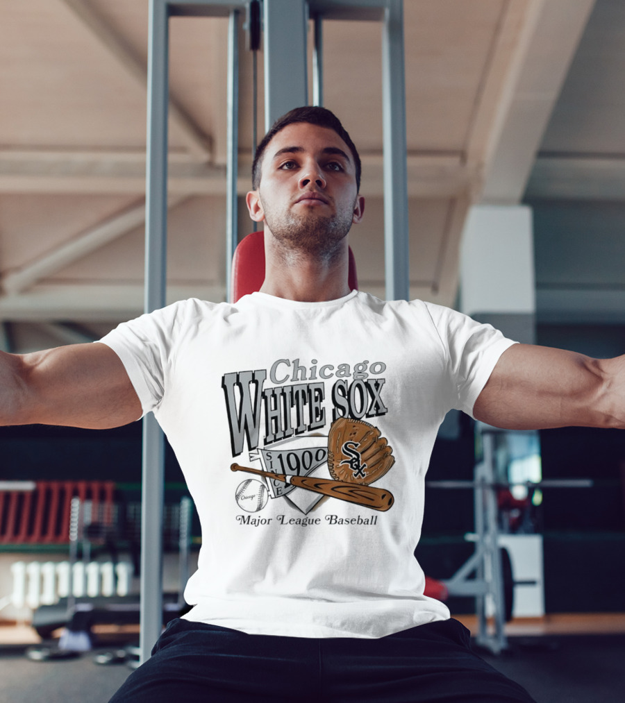 Chicago White Sox Since 1900 Major League Baseball Vintage Style Glove And Bat T-Shirt