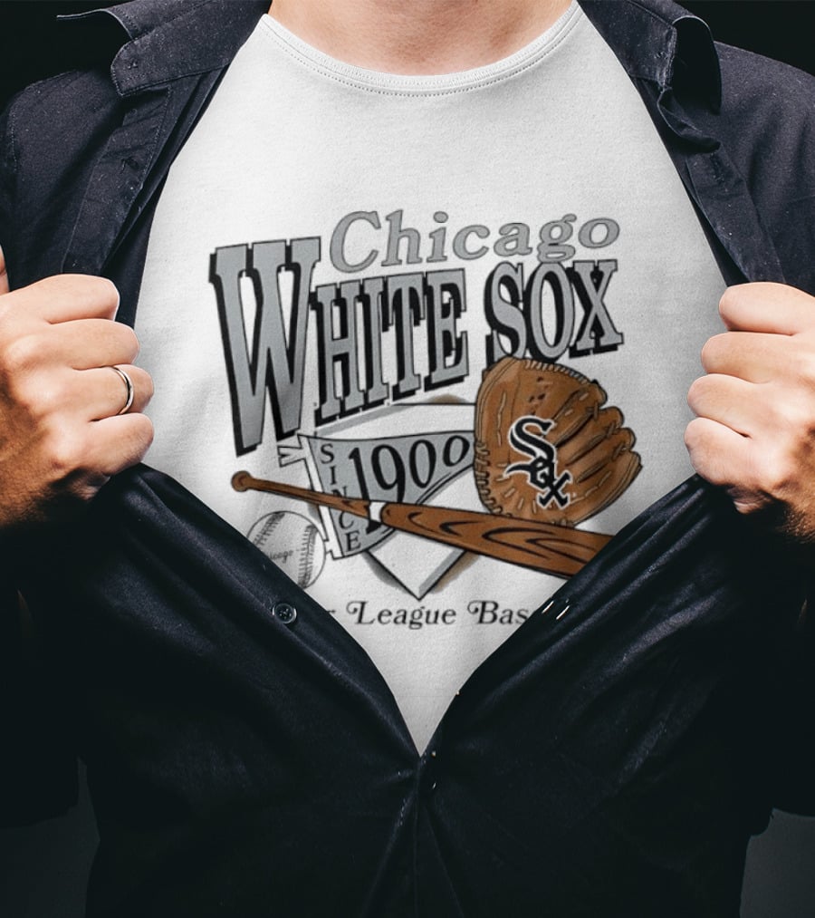 Chicago White Sox Since 1900 Major League Baseball Vintage Style Glove And Bat T-Shirt