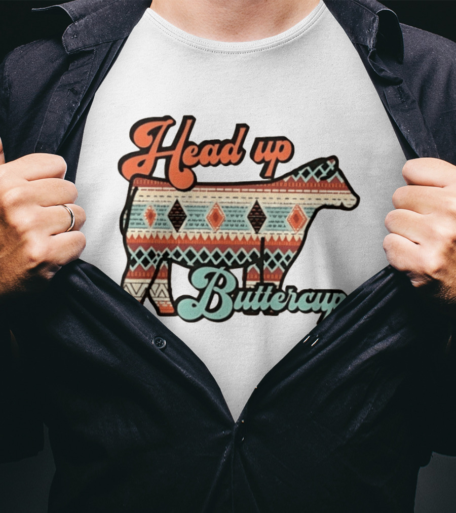 Head Up Buttercup Cow Aztec T-Shirt