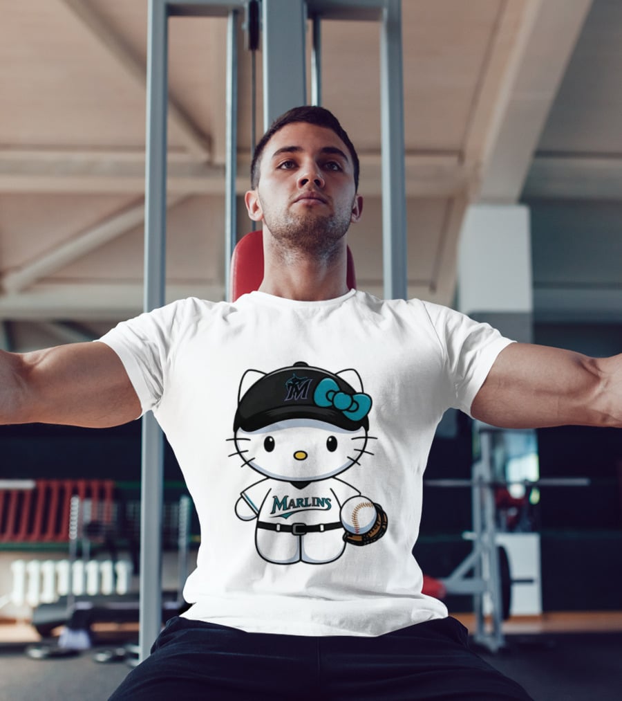 Hello Kitty Miami Marlins MLB Baseball Fan Merchandise T-Shirt