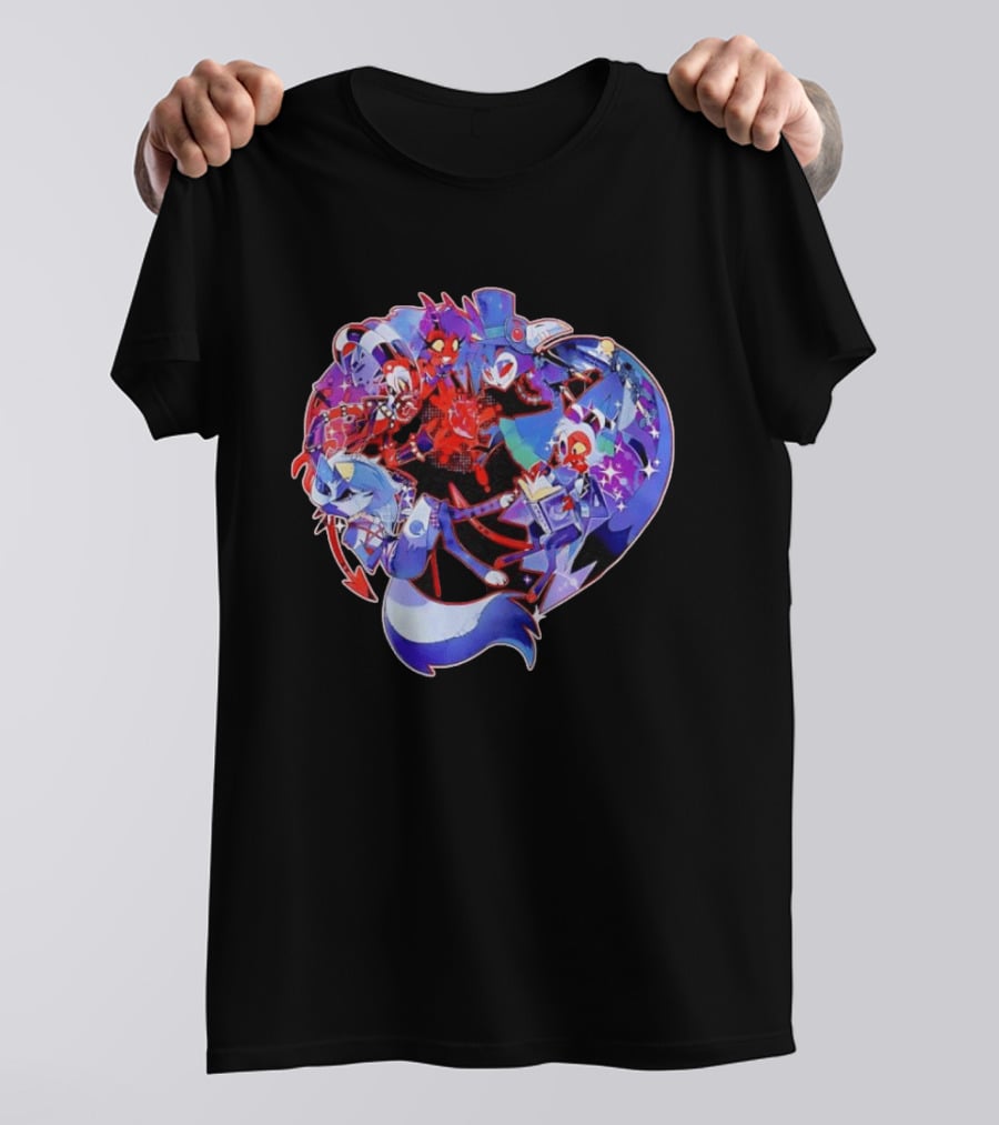 Blitzo Moxxie Millie Loona Stolas Helluva Boss Cast Crew Ensemble Vibrant Character Collage T-Shirt